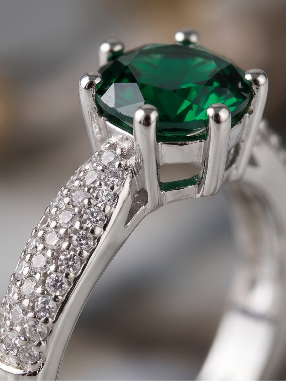 Lab Created 1.25 Ct Round Cut Emerald Engagement Ring Size 8 NEW